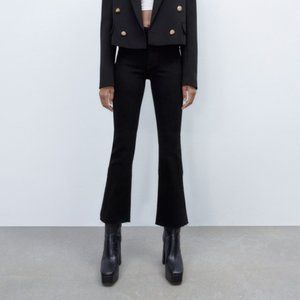 Zara Black Cropped Flare Jeans